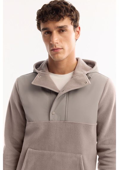 Avva Erkek Gri Kapüşonlu Soft Touch Polar Regular Fit Sweatshirt A52y1268