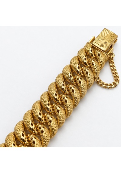 Aurelia İmza 14k Altın Rengi İşlemeli Gurmet Zincir Kadın Bileklik - 19- 23 Cm Renkli