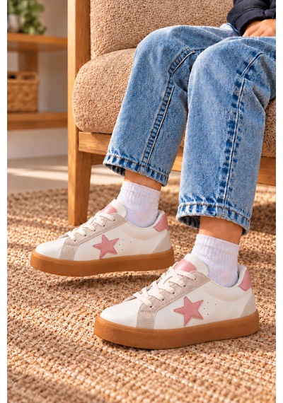 Çocuk Esnek Sneaker Pembe/beyaz
