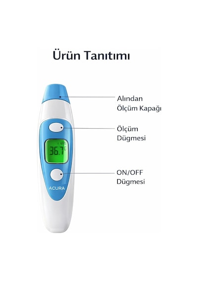 Ac-9280 Kulaktan & Alından Ateş Ölçer, Beyaz Mavi