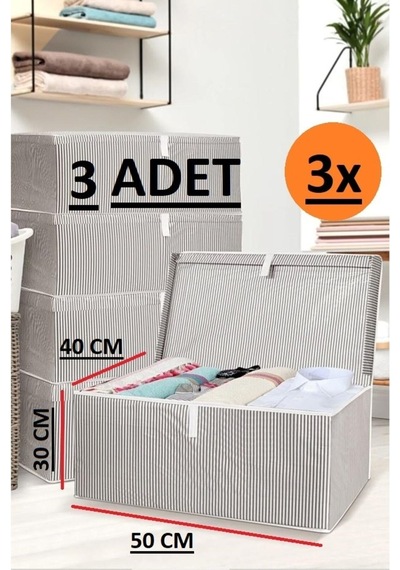 Daglus Alas 3 Adet Kapaklı Kutu Hurç Maxi Boy 50 40 30 Çok Amaçlı Kutu Hurç