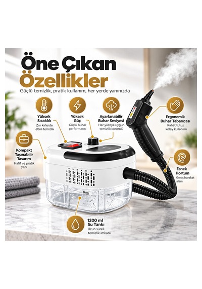 Hiltech 2500W Taşınabilir Buharlı Temizleyici