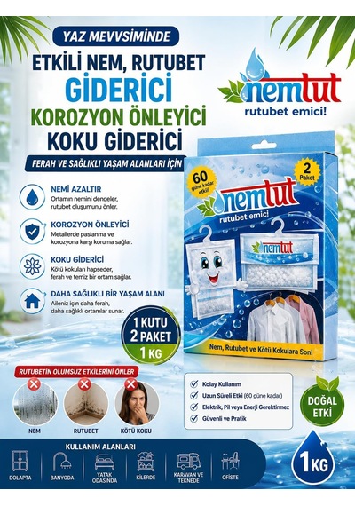 Rutubet Giderici Nem Emici Koku Küf Ve Korozyon Önleyici 1 Kutu 2 Paket 1 Kg Diğer