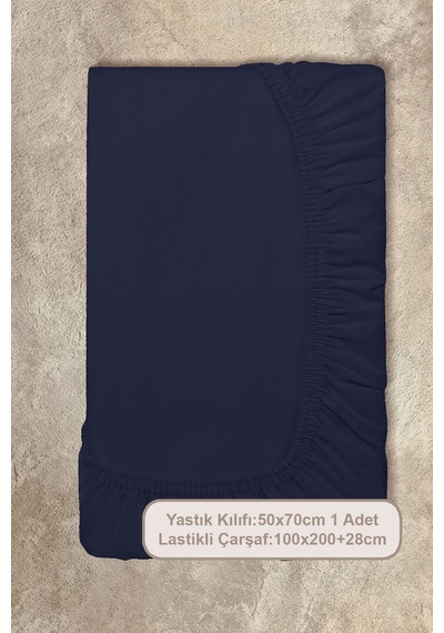 Elart Basic Lastikli Çarşaf Seti Tek Kişilik 100x200+28 Lacivert