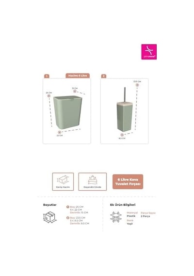 Flip 2'li Banyo Seti - Yeşil 000 Açık Krem