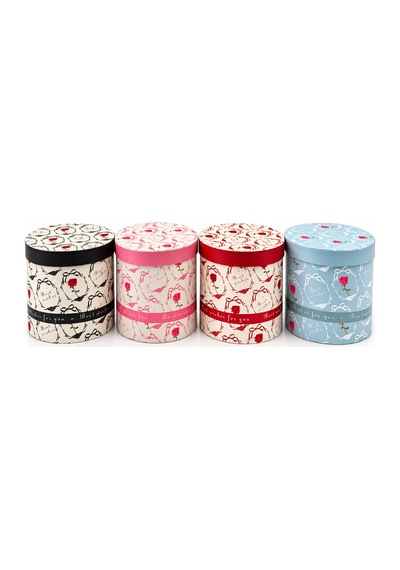 3pcs Yuvarlak Çiçek Desenli - Mix Renkli Karton Hediye Kutusu 18-16-12cm
