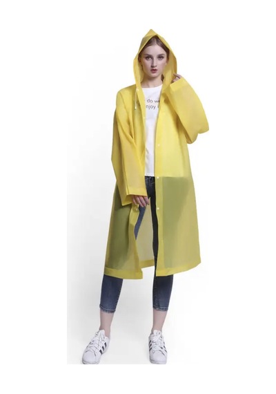 Girift Vintage Unisex Sarı Eva Kumaş Kapüşonlu Rüzgar Ve Suya Dayanıklı Yağmurluk