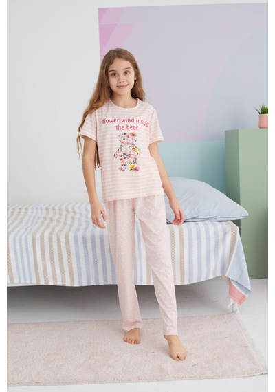 Siyah İnci Pamuklu Örme Pijama Takım 24117055 Çok Renkli