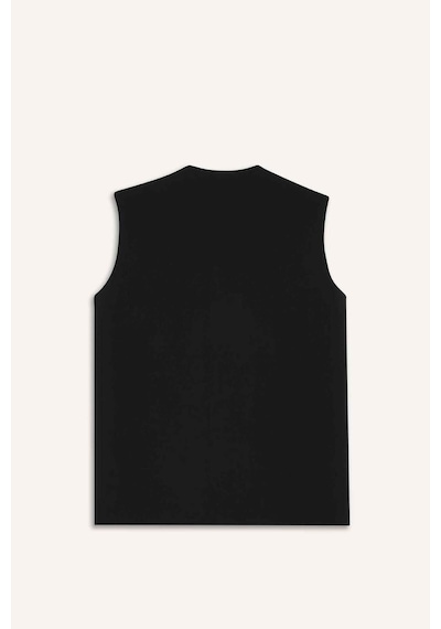 Defacto Regular Fit Ceket Yaka Düğmeli Blazer Yelek F6105ax25aubk81 Siyah