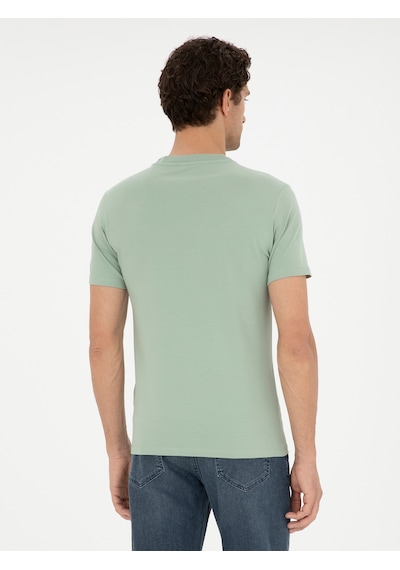 Haki Slim Fit Bisiklet Yaka T-shirt Yeşil