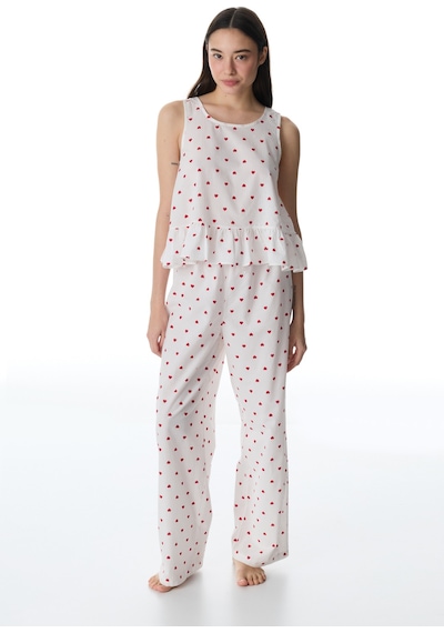Penti Kırık Beyaz Red Hearts Pamuklu Pantolon Pijama Altı