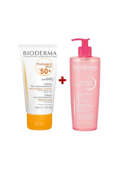 Bioderma Photoderm Spot SPF50+ 150 ML + Bioderma Sensibio Gel Moussant Foaming Gel 500 ML