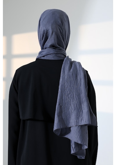 Kadın Tesettür Bambu Kraş Şal, Ütü Gerektirmeyen Doğal Hijab Başörtüsü 75x180 Cm - Füme