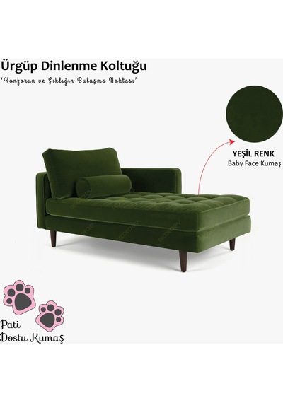 Ürgüp Dinlenme Koltuğu Puf Josefin Dinlenme Koltuğu Kitap Okuma Kanepesi - Sol Kolçaklı Yeşil
