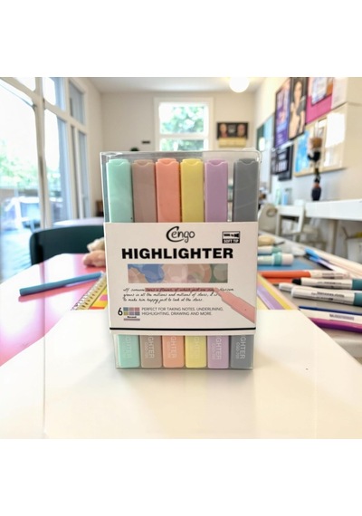 Ayrex Kare Tip 6 Lı Highlighter Fosforlu Kalem Morandi Serisi Genel
