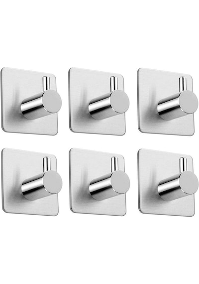 Deltahome Paslanmaz Çelik 6 Adet Tekli Havlu Askılık Kanca Inox