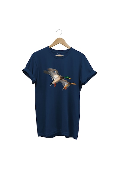Avcılık Hunting Ördek Avı Baskılı %100 Pamuk Regular Fit T-shirt Lacivert
