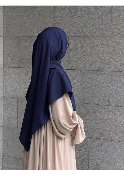 Qalortex Scarf Premium Jakarlı Hüma Büyük Boy Eşarp -lacivert