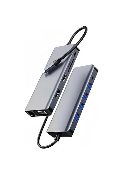 Lunatic 7031 Type C 12'si 1 Arada Usb C Hub, Çift 4k Video Çıkışı, Vga, Rj45, Pd Şarj, Sd/tf Kart Okuyucu, Usb-a Girişi, 3.5mm Ses Girişi, Tip C Bağlantı İstasyonu Lunatic 7031 Type C 12'si 1 Arada Usb C Hub, Çift 4k Video Çıkışı, Vga, Rj45, Pd Şarj, Sd/tf Kart Okuyucu, Usb-a Girişi, 3.5mm Ses Girişi, Tip C Bağlantı İstasyonu