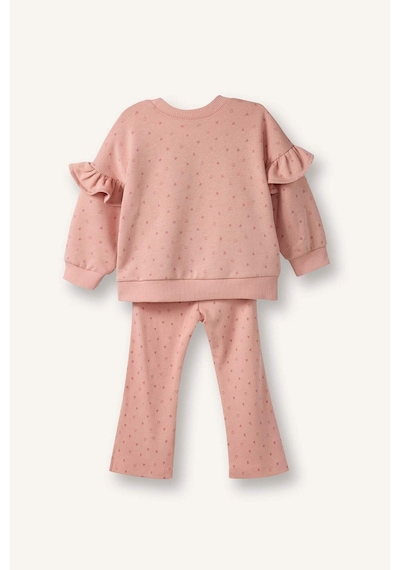 Defacto Kız Bebek 2li Takım Desenli Sweatshirt Alt G8503a526spog127 Turuncu-og127