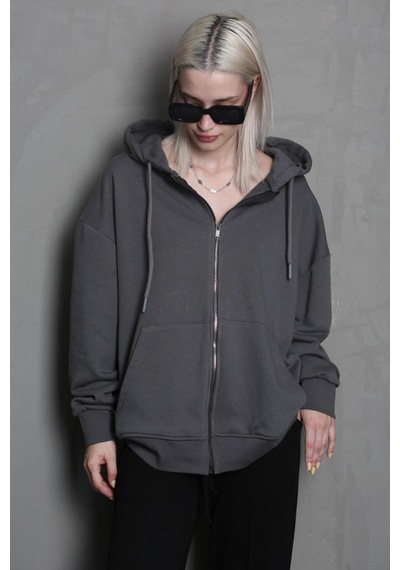 Füme Kapüşonlu Basic Sweatshirt Mg1900