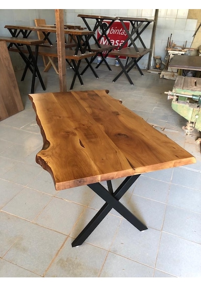 Bintaşmobilya Doğal Ceviz Ağacı Kütük Masa 150X85.Cm