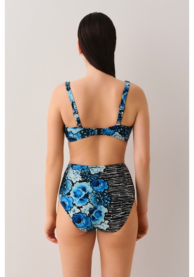 Suwen Azure Drapeli Bikini Üst Sb25295850850 Mavi Çiçekli