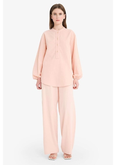 Defacto Wide Leg Keten Karışımlı Geniş Paça Pantolon F1345ax25smpn437 Pembe