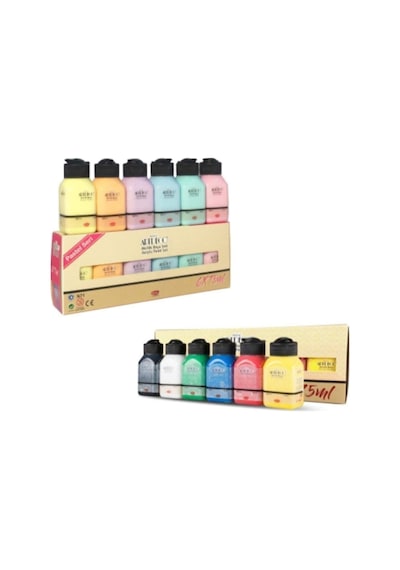 Artdeco 6 Pastel 6 Canlı Renk Akrilik Boya 12 75 Ml Set Çok Renkli
