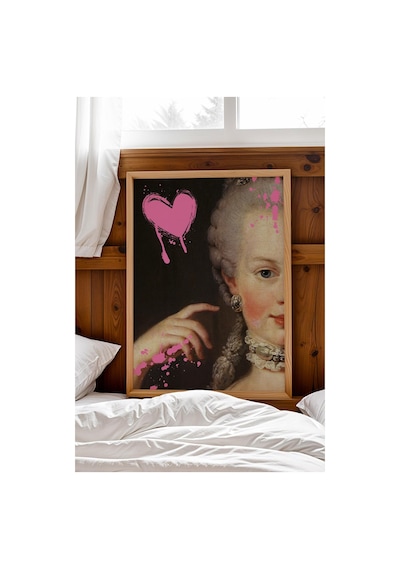 Marie Antoinette Çerçeveli Tablo Modern Dokunuşlu Klasik Sanat Kadınlara Özel Hediye Altered Art