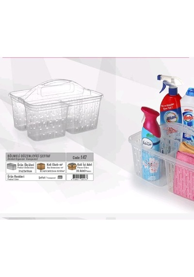 Bölmeli Düzenleyici Şeffaf Divided Organizer Transparent Seffa