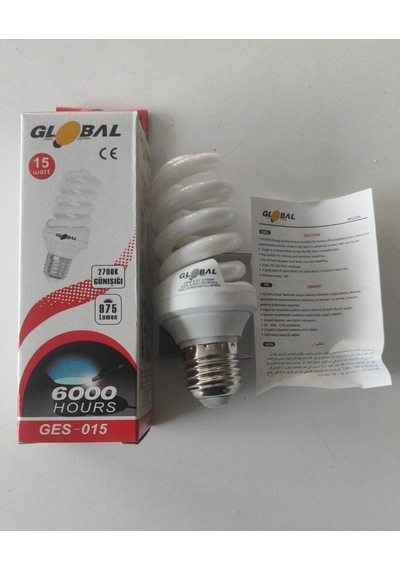 Gl0bal 15w E27 Duy 2700k Gün Işığı Spiral Tasarruflu Ampul