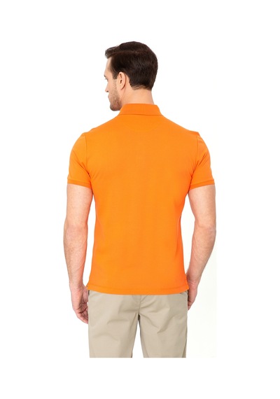 Turuncu Polo Yaka Slim Fit Basic Merserize T-shirt