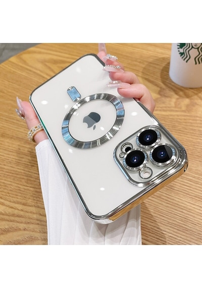 Apple Uyumlu iPhone  13 Pro Kılıf Magsafe Kamera Lensli Korumalı Şeffaf S