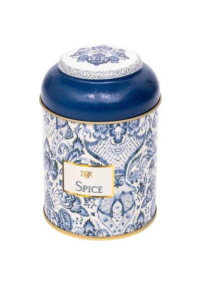 Azulejos Spice Desenli Yuvarlak Metal Kutu, 9 X 11 Cm, 0.6 Lt