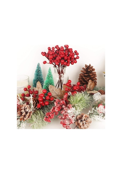 Yenigeldi 10 Adet 18 Cm Kokina Red Berry Yılbaşı Süsü Yılbaşı Uğuru T-105, Kırmızı Diğer