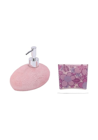 Sıvı Sabunluk,diş Fırçalık 2 Li Banyo Seti.petek Ve Çiçekli