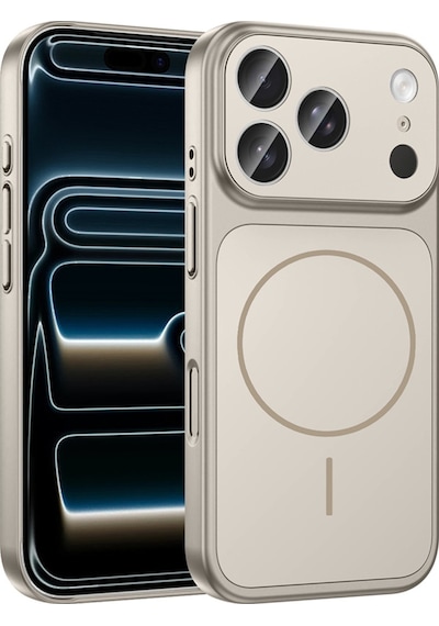 Ennar Apple Uyumlu iPhone 14 Pro Max Dönüşümlü Kılıf 17 Pro Max Görünümlü Magesafe Kamera Korumalı Altın