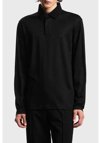 Emporio Armani Logolu Regular Fit Düğmeli Polo Erkek Polo Em004590 Af10017 Uc001 Siyah