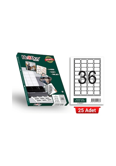 Herboy Hb-1036 45 X 30 Mm A4 Laser Etiket 25 Adet