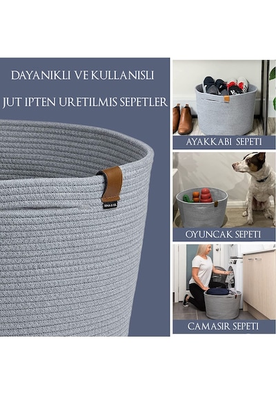 Mavaux Camatschua Büyük Boy Jüt Sepet Gri