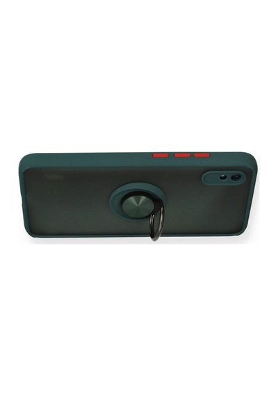 Xiaomi Redmi 9a Uyumlu Kılıf Montreal Yüzüklü Silikon Kapak - Yeşil