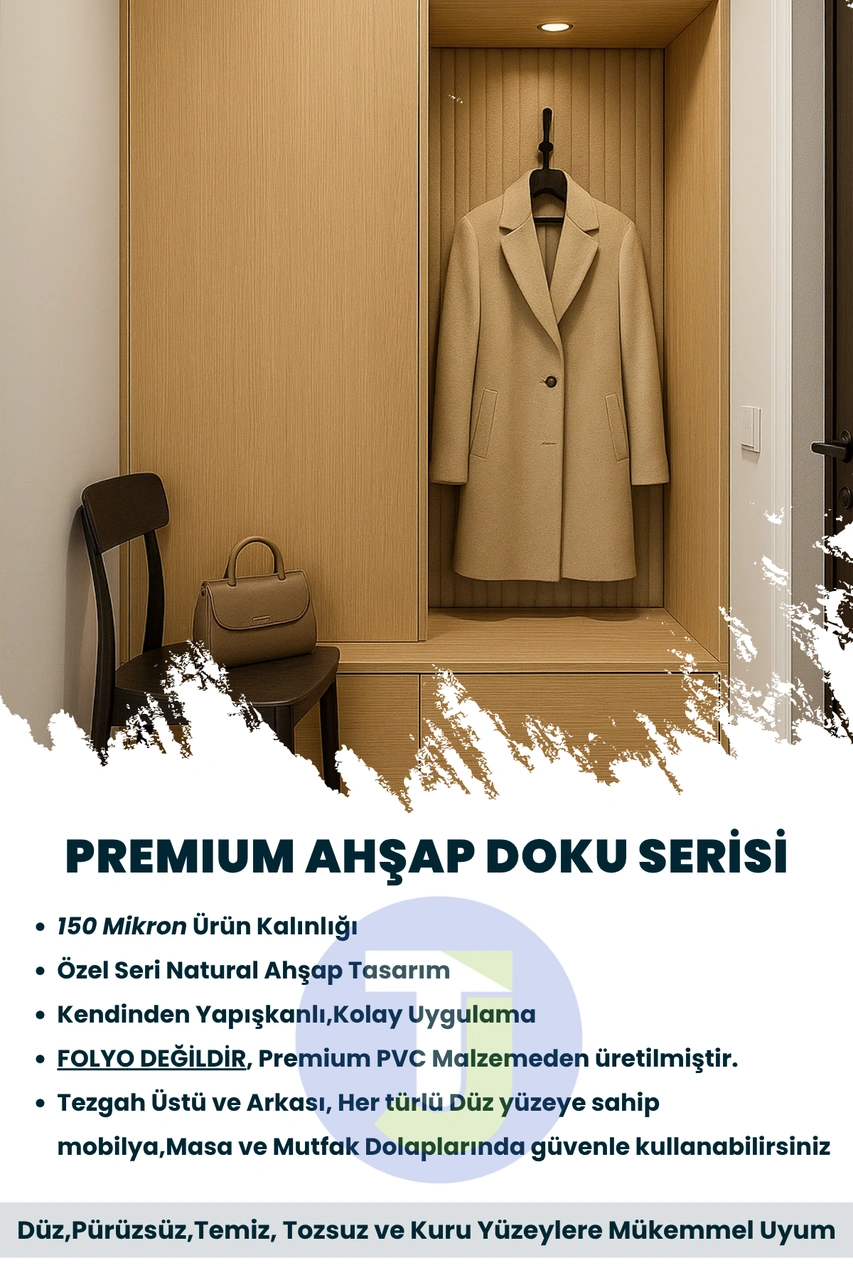 Technojet Premium Seri Kendinden Yapışkanlı Ahşap Desenli Pvc Kaplama 60cmx300cm Açık Meşe