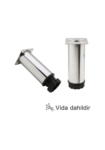 4 Adet Metal Ayarlanabilir 10 Cm Krom Destek Ayağı Mobilya Kanepe Baza Koltuk Dolap Sehpa Tv Ünitesi Ayağı
