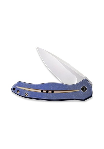 We Knife Kitefin Blue Ti Handle With A Golden Groove On Presentation Handle Polished Bead Blasted Cpm S35vn Blade Kamp Çakı Mavi We Knife Kitefin Blue Ti Handle With A Golden Groove On Presentation Handle Polished Bead Blasted Cpm S35vn Blade Kamp Çakı Mavi