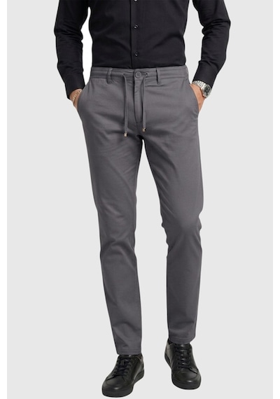Deepsea Erkek Antrasit Esnek Kumaş Slim Fit Beli Lastikli Günlük Spor Pantolon 2601070