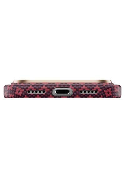 İphone 18 Pro Kılıf M-safe Özellikli Benks Armorair Armorgrid Serisi C1 Kevlar Karbon Kapak Bordo