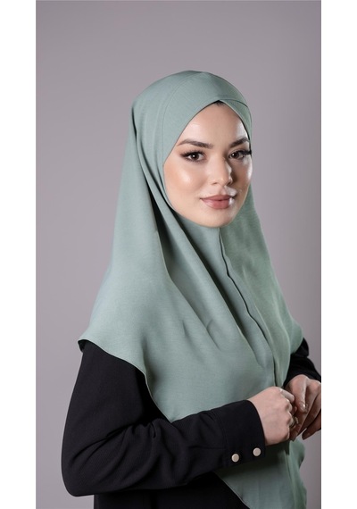 Hürrem Bone Çağla Yeşili Pratik Hazır Geçmeli Tesettür Eşarp Aerobin Kumaş Çapraz Hijab 2307 32