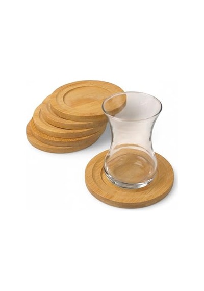 Deconox Bambu Yuvarlak Çay Tabağı Bardak Altlığı 6'li Set, Dekoratif Bambu Altlık Çok Renkli