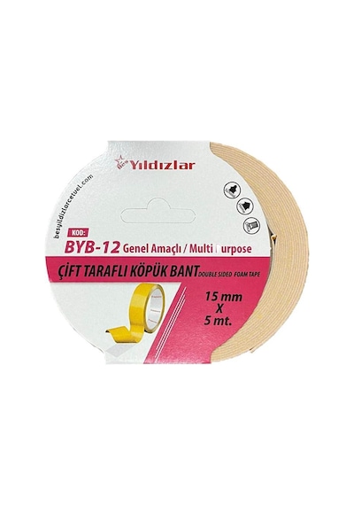 Yıldızlar Byb-12 Çift Tarafli Köpük Bant 15 Mm 5 Mt